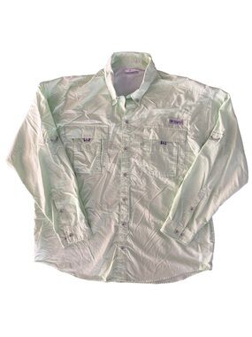 Columbia Long Sleeve Button Down Men’s XL Lime Green Performance Fishing Gear